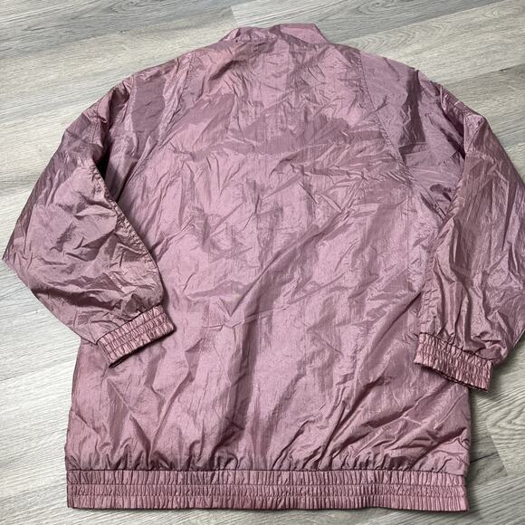 Vintage Haband Medium Crinkle Windbreaker Button Up Jacket Metallic Mauve - Picture 6 of 9